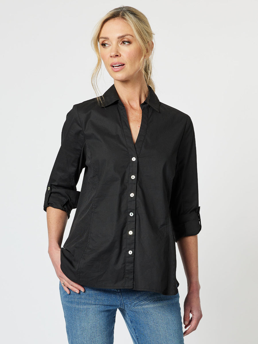 Emma Rib Detail Shirt - Black