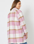 Hunter Double Breasted Check Coat - Blush