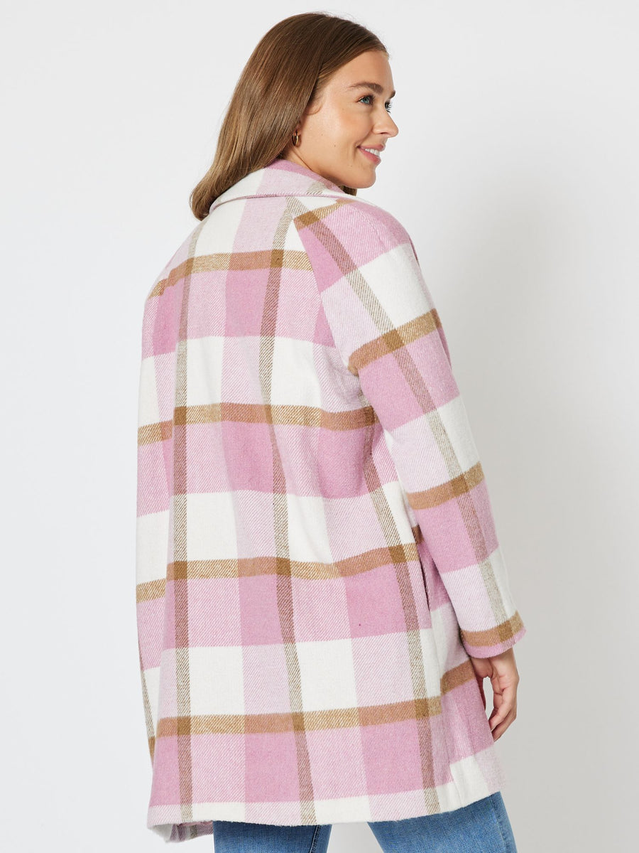 Hunter Double Breasted Check Coat - Blush