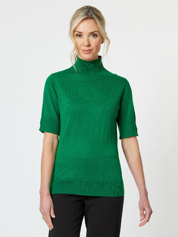 Donna Mock Neck Knit - Emerald