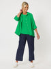 Jersey Waist Linen Wide Leg Pant- Navy