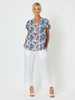 Jersey Waist Linen Wide Leg Pant - White