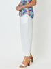 Jersey Waist Linen Wide Leg Pant - White