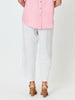 Jersey Waist Linen Wide Leg Pant - White