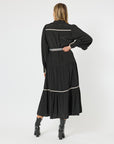 Roma Trim Dress With Scarf Belt - Black