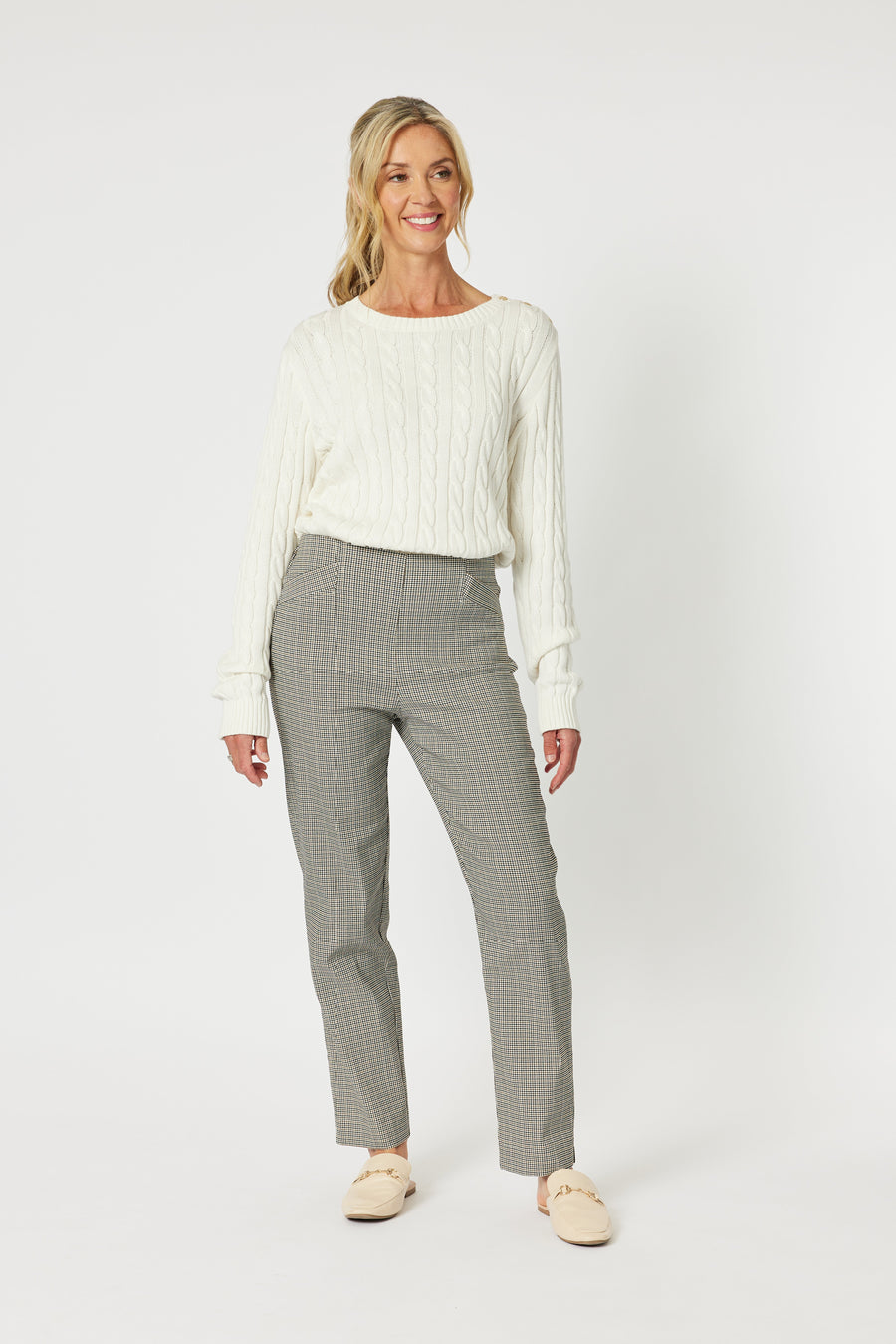 Gemma Check Pant - Toffee