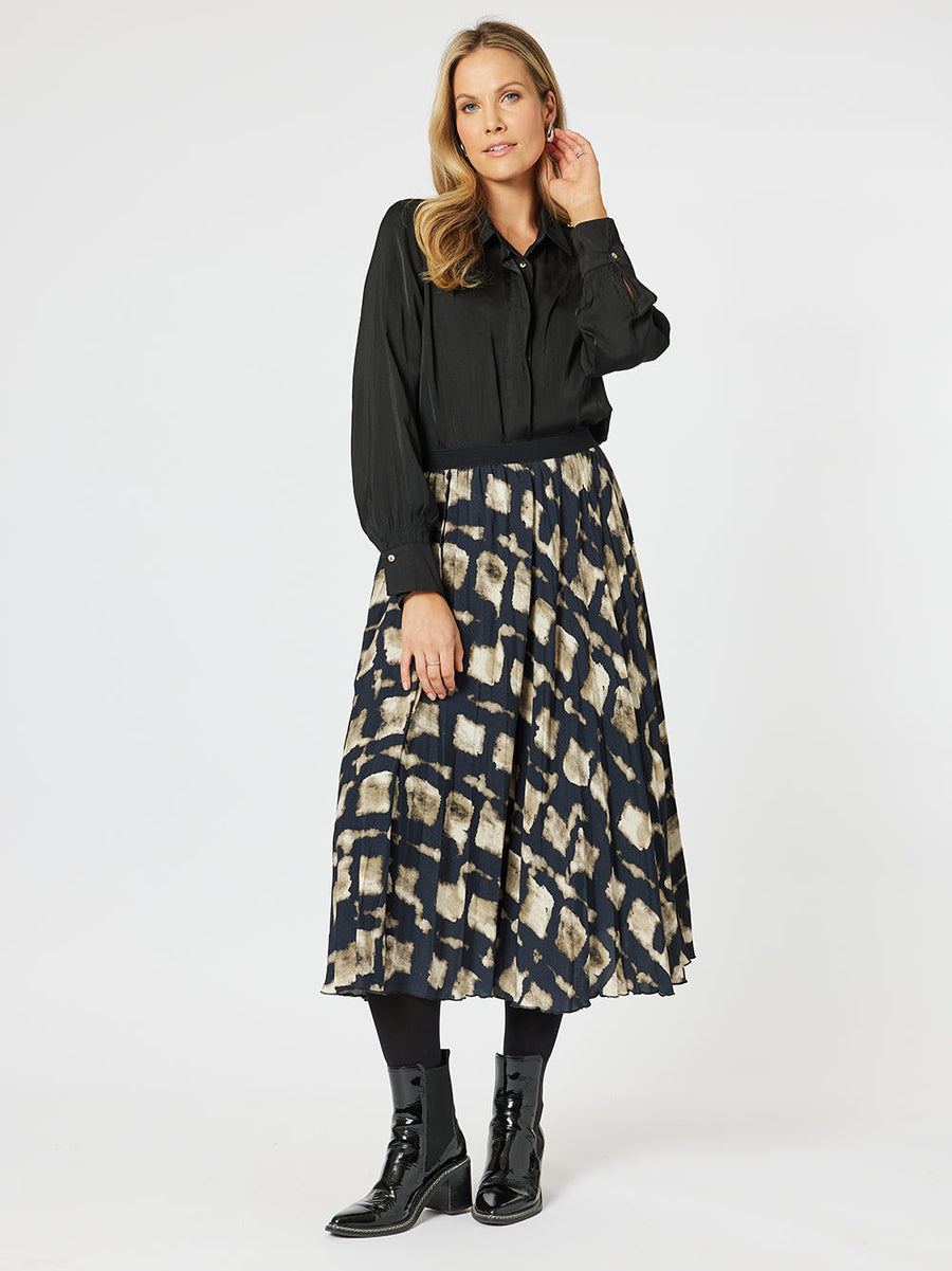 Marrakesh Print Skirt - Navy/Stone