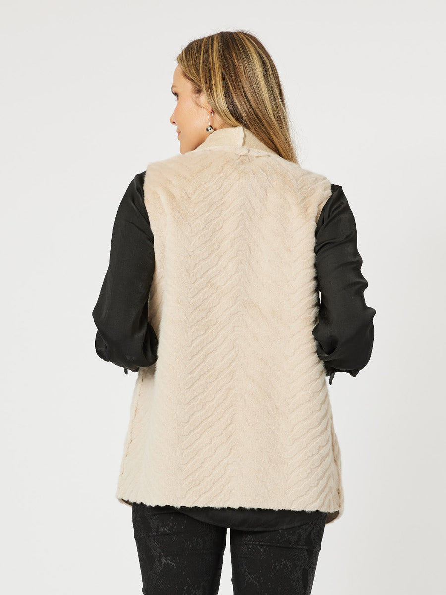 Faux Fur Reversible Vest - Natural